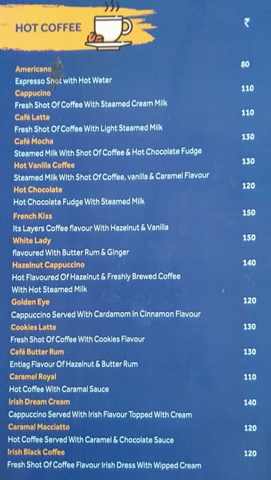 Cafe Yolo menu