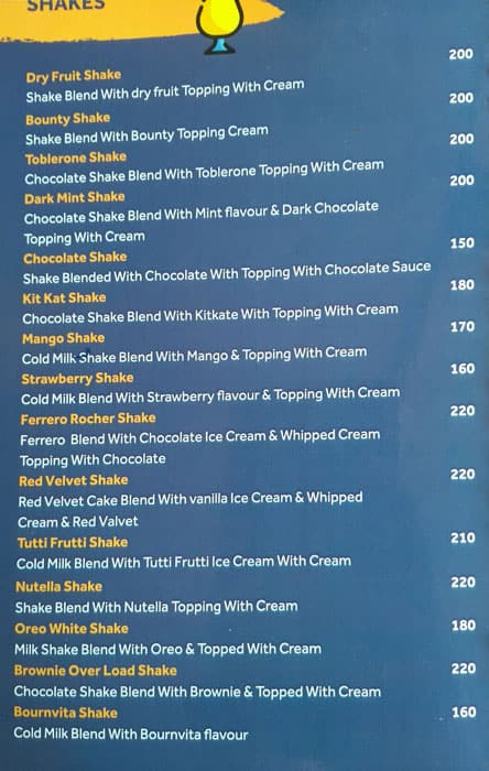 Cafe Yolo menu
