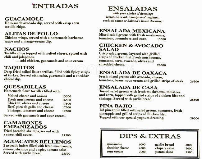 old havana menu