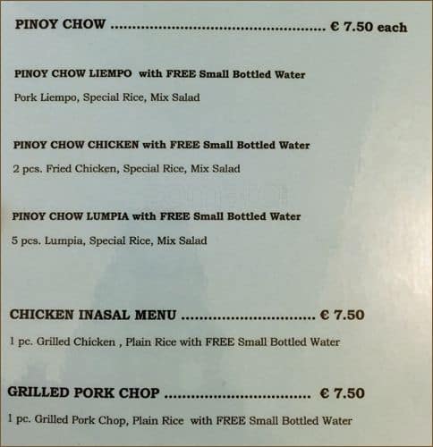 Menu di Pinoy Ristorante 