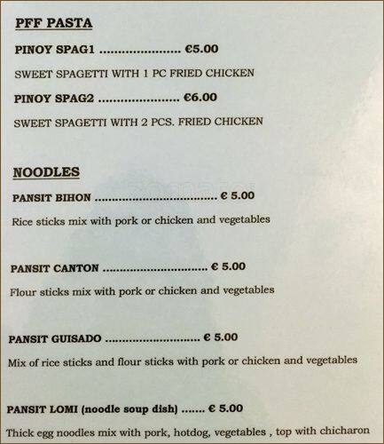 Menu di Pinoy Ristorante 