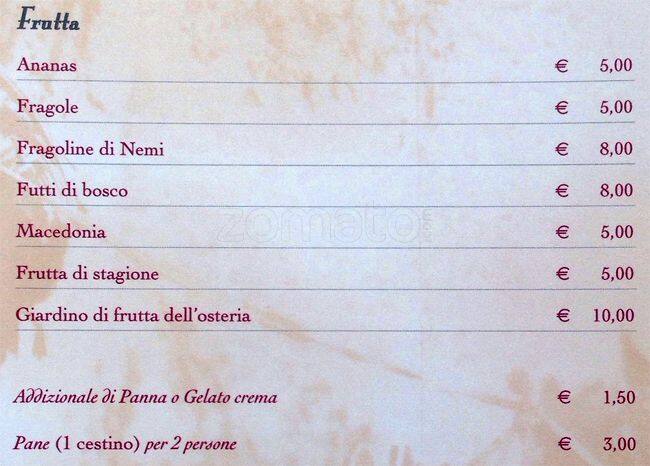 Pucci ristorante menu
