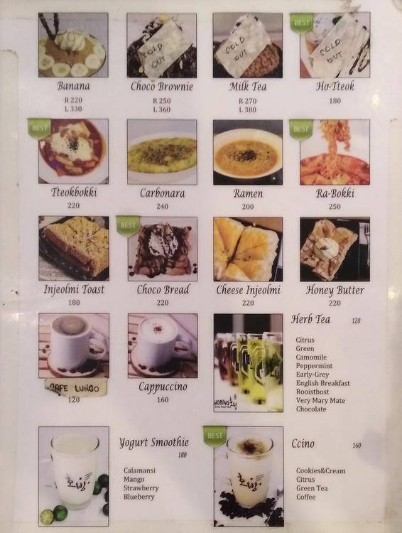 Hobing Korean Dessert Cafe Menu