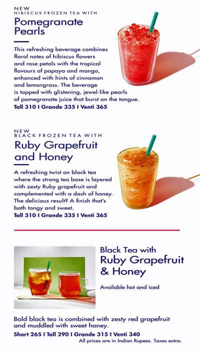 Starbucks menu