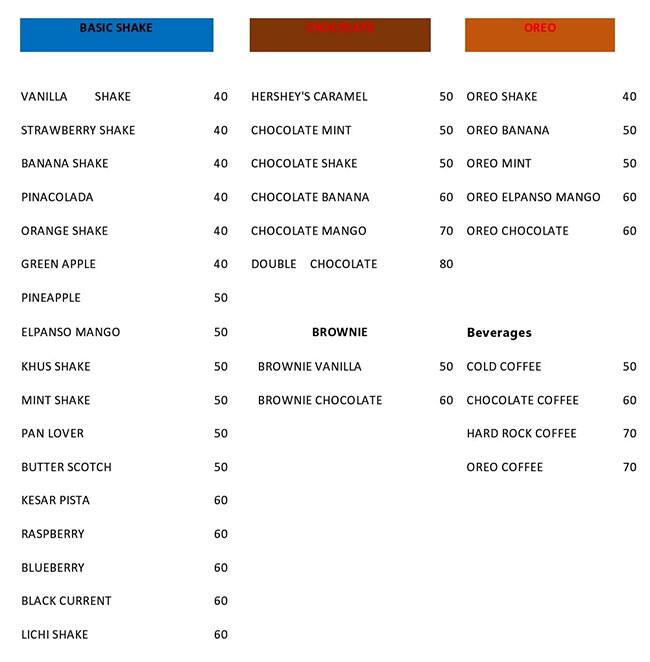 Menu at Frozen Dessert (Milkshake & Icecream Parlour), Patna