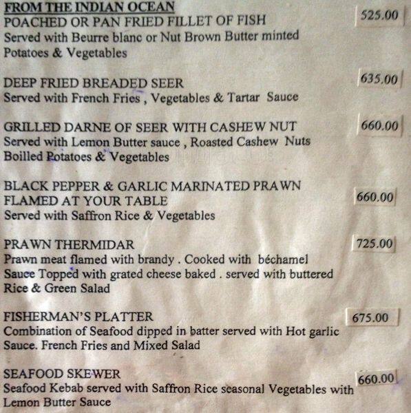 Lotus Restaurant menu