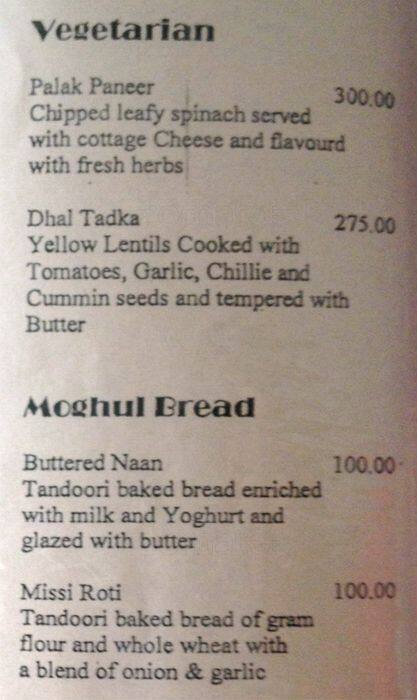 Lotus Restaurant menu