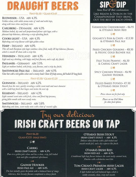 The Vat House Menu, Menu for The Vat House, Temple Bar, Dublin Zomato