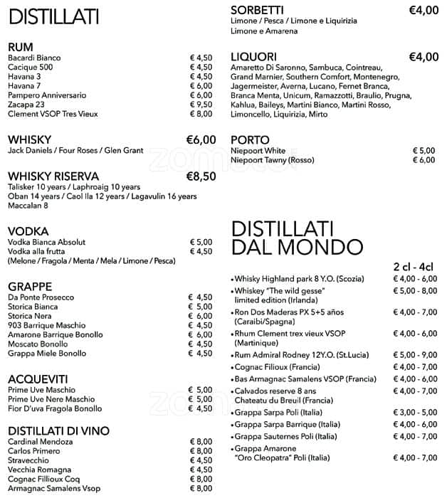 Menu di Birreria Spiller Milano 