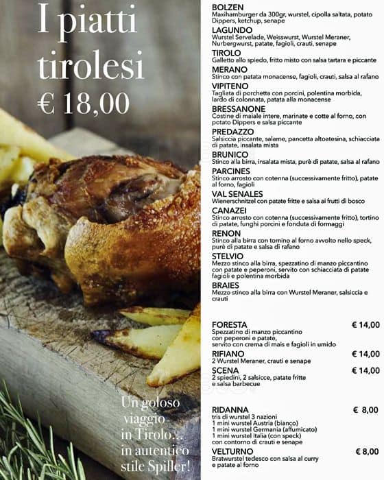 Menu di Birreria Spiller Milano 