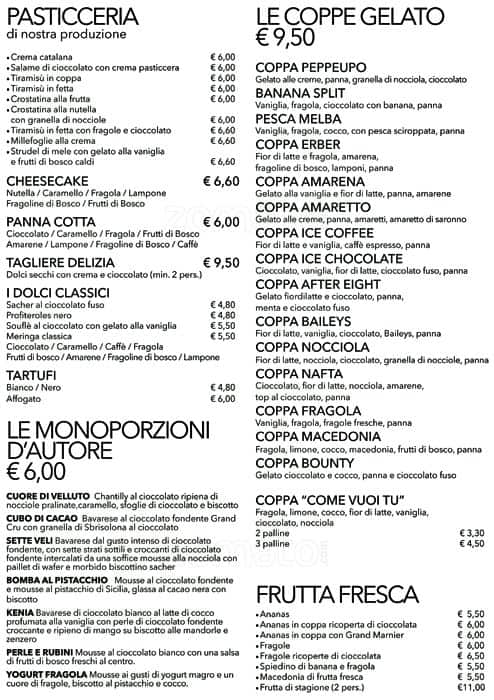Menu di Birreria Spiller Milano 