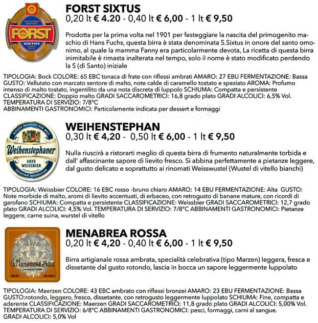 Menu di Birreria Spiller Milano 