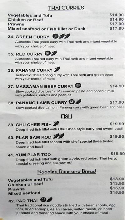 Blue River Thai Restaurant меню