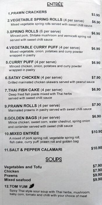 Blue River Thai Restaurant меню