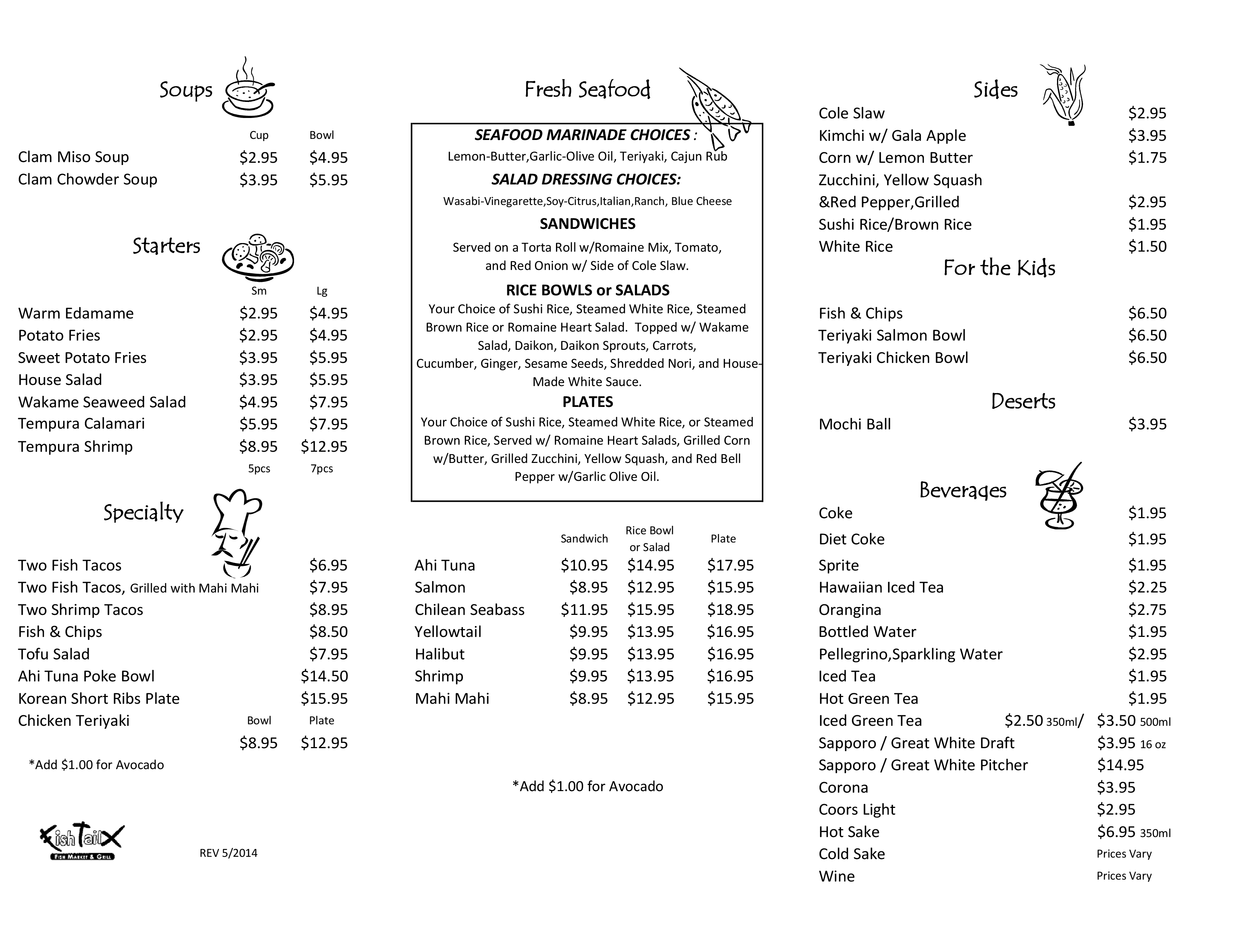 Fish Tail Grill Menu, Menu for Fish Tail Grill, Valencia, Santa Clarita
