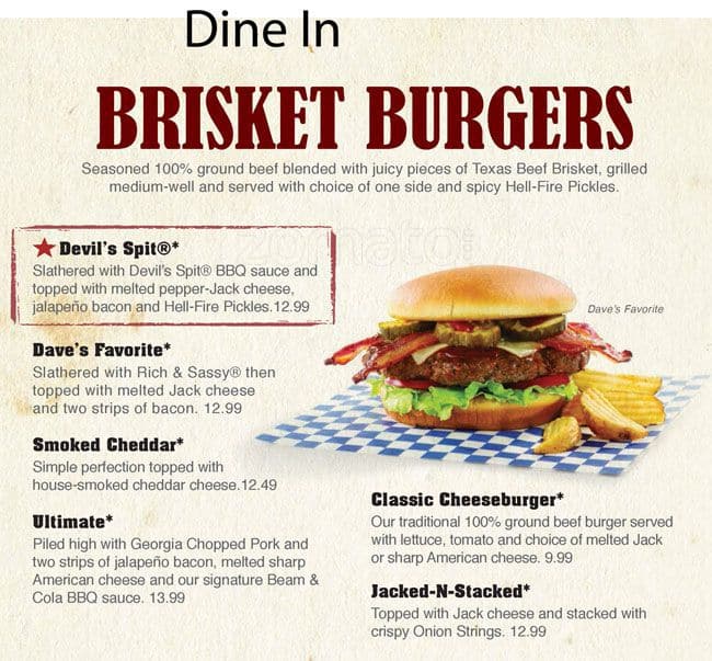 Famous Dave's Printable Menu