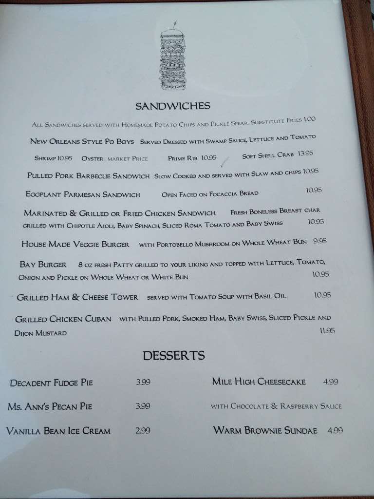 Menu at 200 North Beach restaurant, Bay Saint Louis