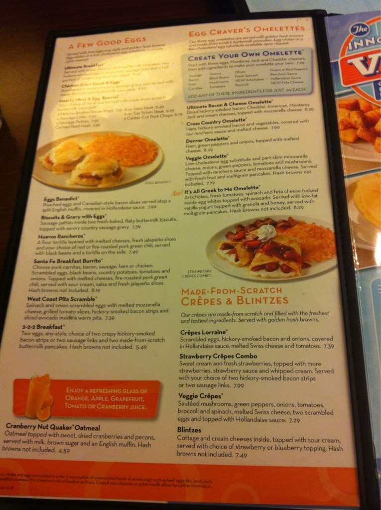 Village Inn menu