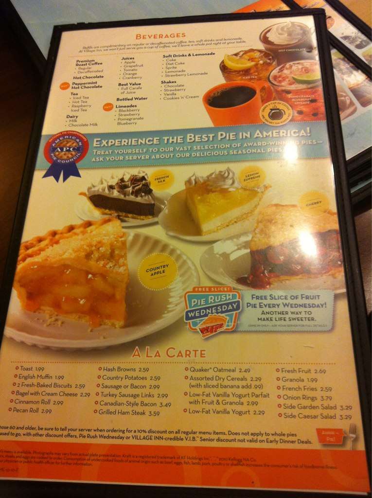 Village Inn menu
