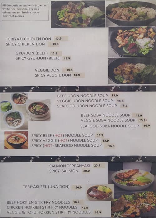 Menu at Ohayo Sushi & Donburi Kitchen restaurant, South Yarra