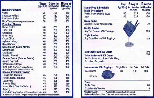 Amul Ice Cream Menu, Menu for Amul Ice Cream, Kasarvadavli