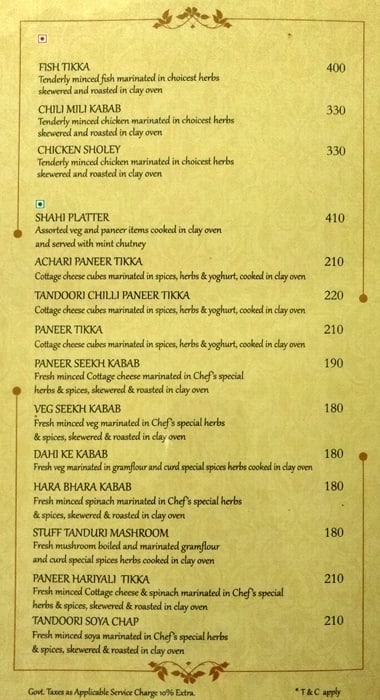 Tripti Restaurant menu