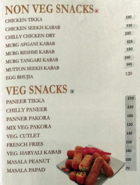 Tripti Restaurant menu