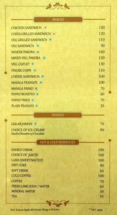 Tripti Restaurant menu