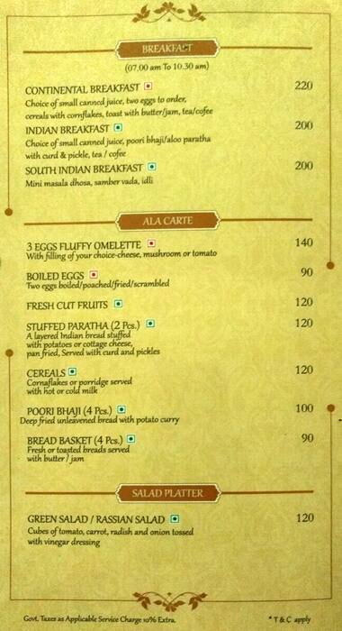 Tripti Restaurant menu