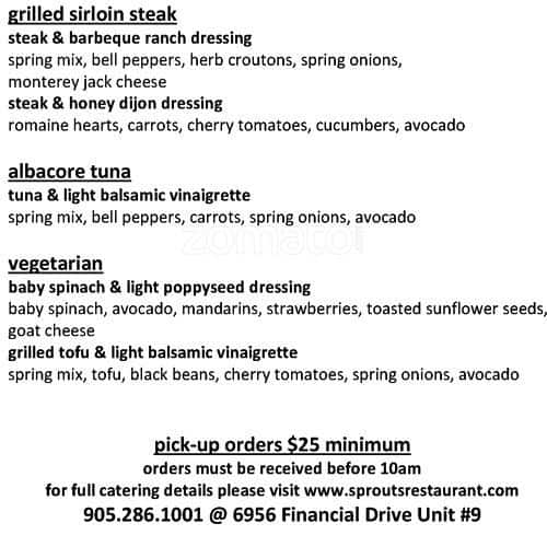 Sprouts Restaurant menu