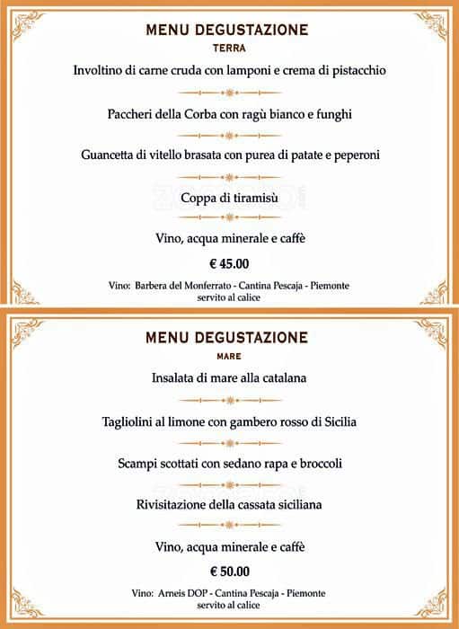 Menu di Cascina Corba 