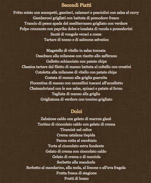 Menu di Cascina Corba 