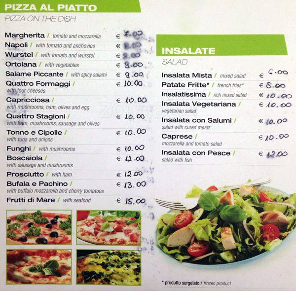 Menu di Zero Gradi 