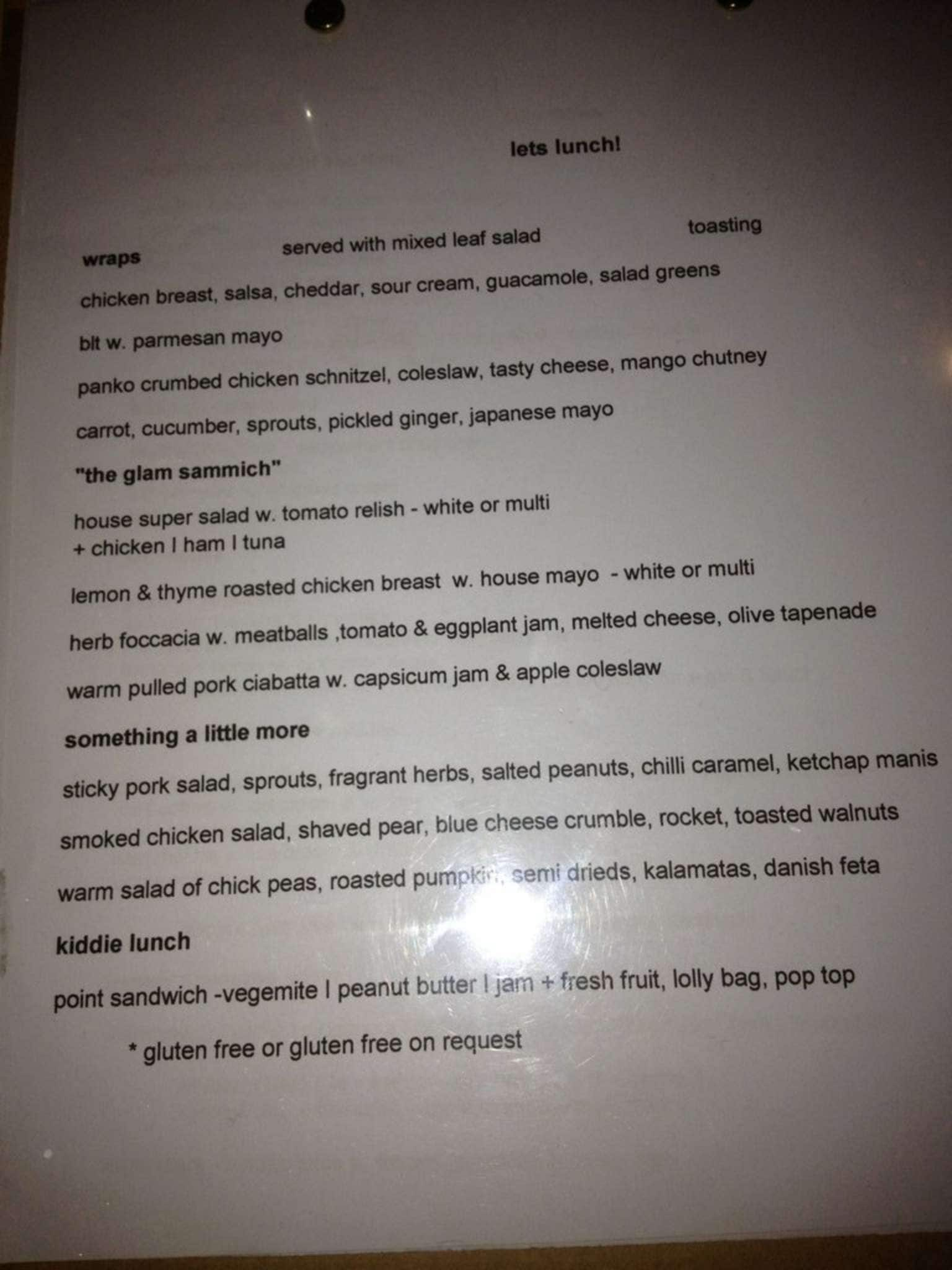 Menu at Betty Blue & the Lemon Tart restaurant, Townsville, 95 Denham St