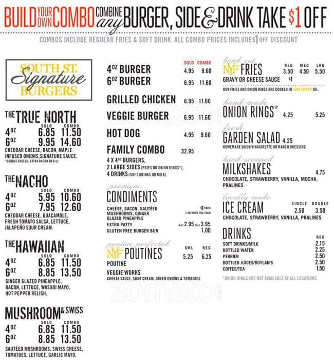 Menu At South St Burger Restaurant Barrie 421 Bryne Dr menu-at-south-st-burger-restaurant-barrie-421-bryne-dr