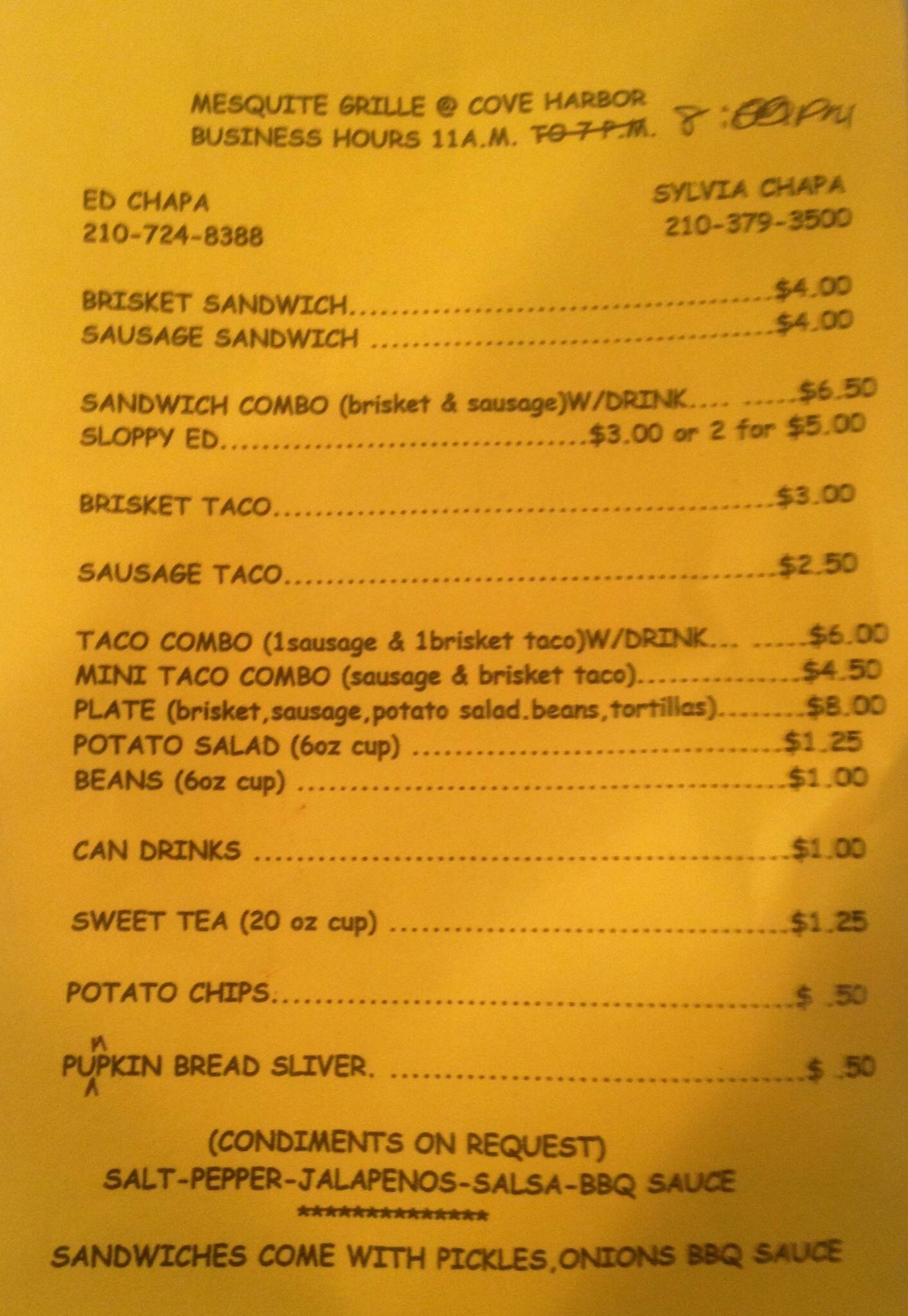 Mesquite Grille Menu, Menu for Mesquite Grille, Rockport, Rockport