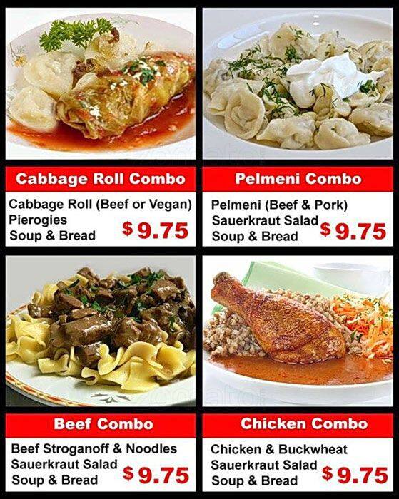 Menu at Russian Spoon Bakery, New Westminster