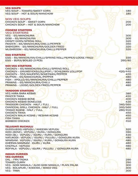 Menu of Hyderabad Chefs, Boduppal, Hyderabad