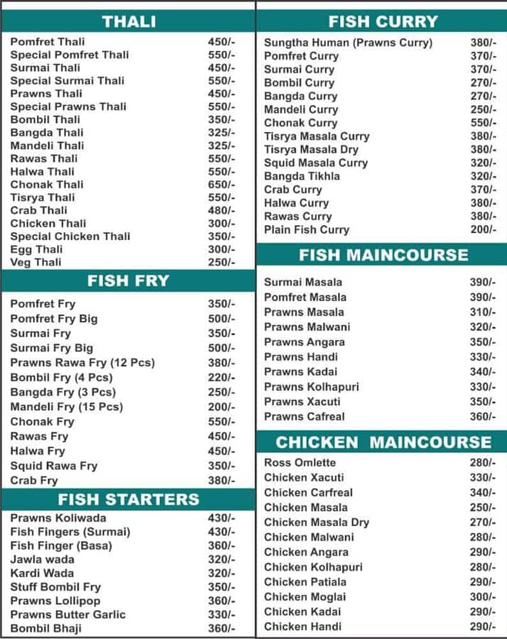 Menu of Goaikar's Goan Cuisine, Borivali West, Mumbai