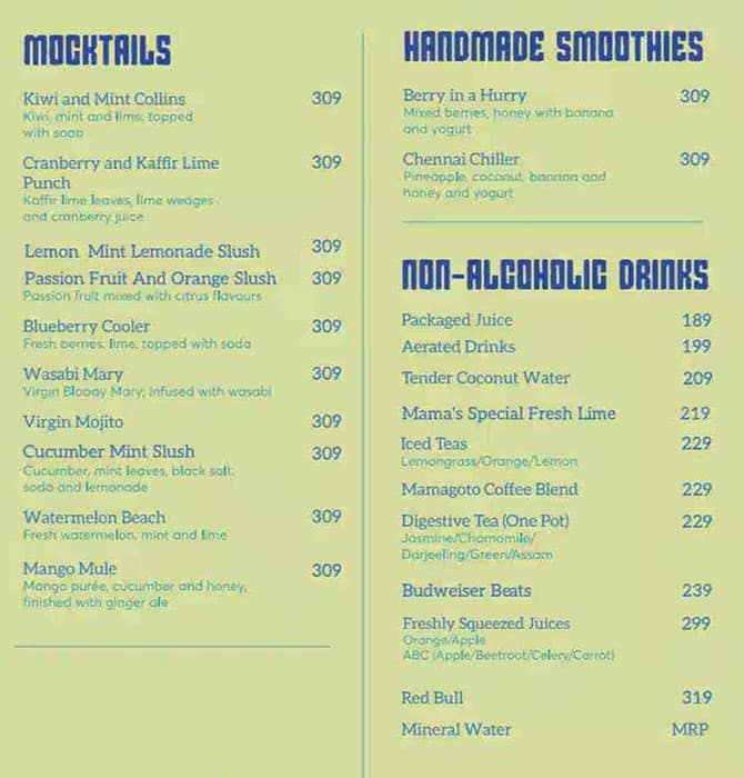 Mamagoto menu discount