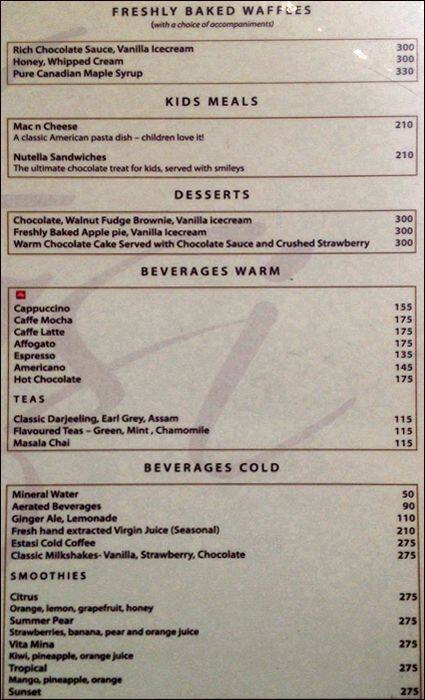 Estasi Cafe menu