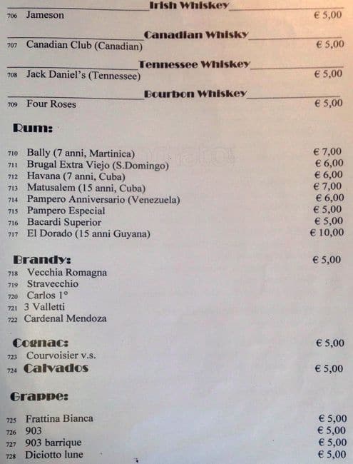 Menu di Casina delle Muse 