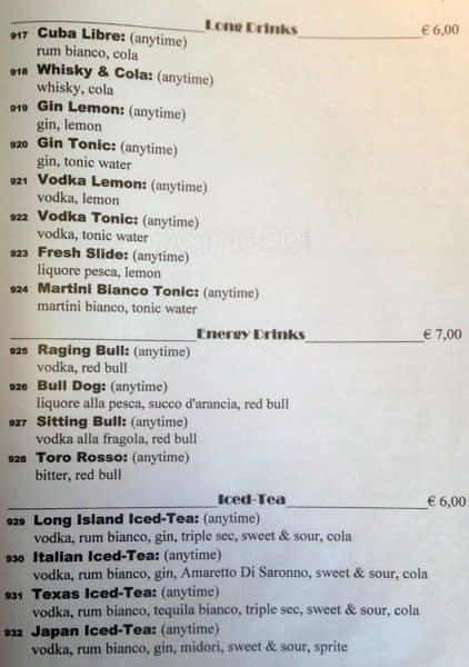 Menu di Casina delle Muse 