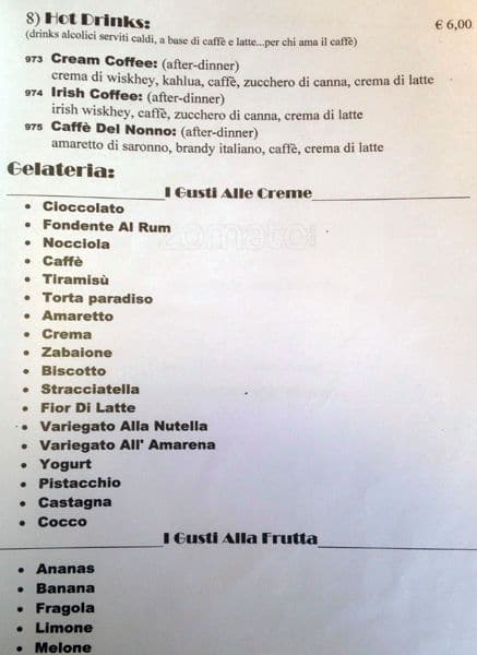 Menu di Casina delle Muse 