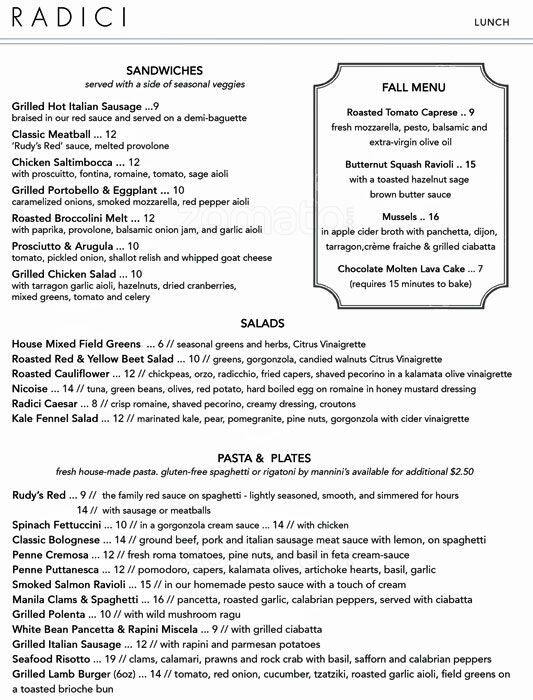 Radici Menu, Menu for Radici, Downtown, Seattle Urbanspoon/Zomato