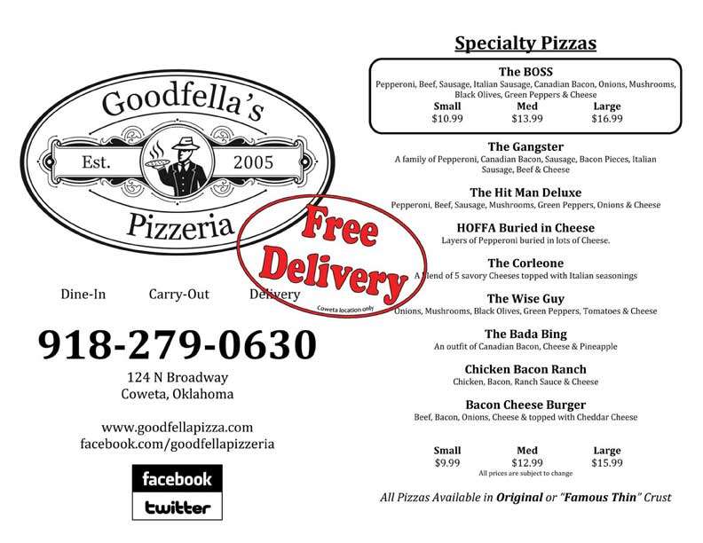 Goodfella's Pizzeria Menu Urbanspoon/Zomato