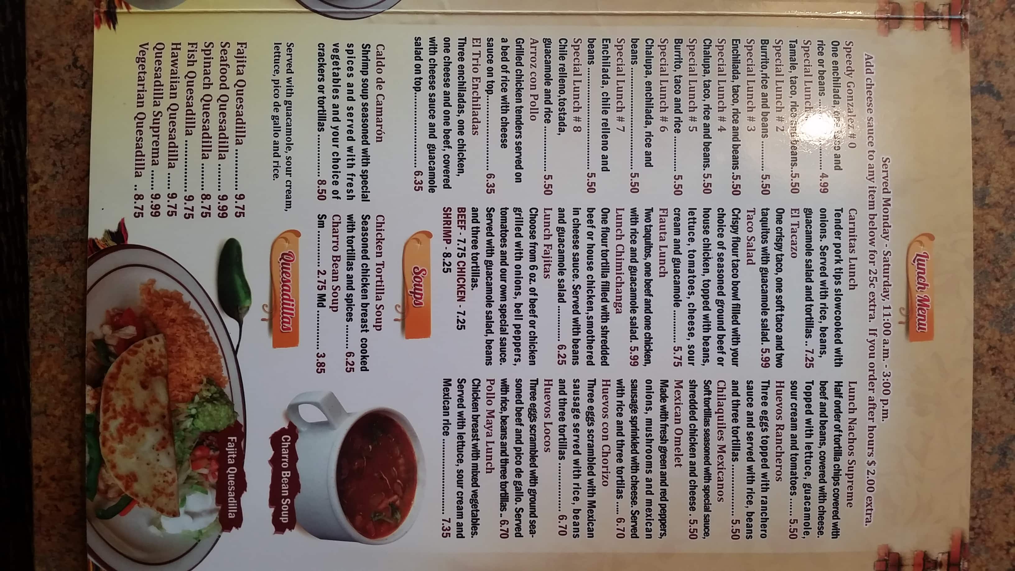 Menu at senor salsa restaurant bartlesville