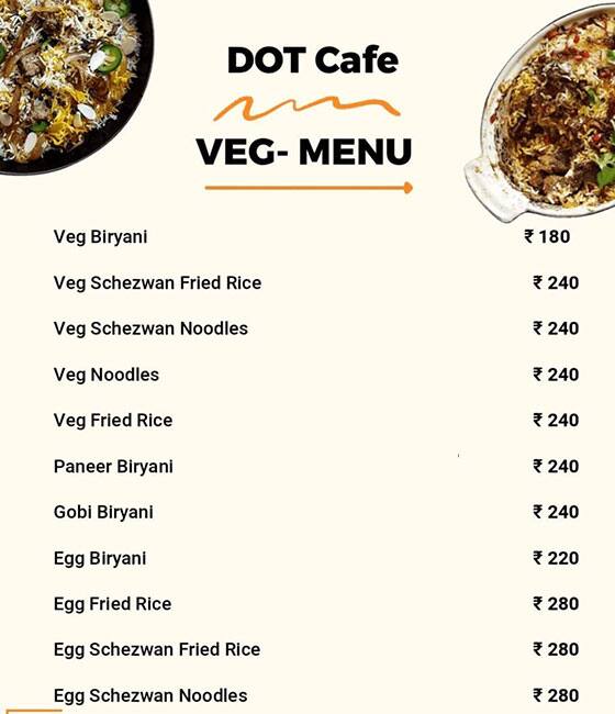 Menu of DOT Biker’s Café, Yelahanka, Bangalore