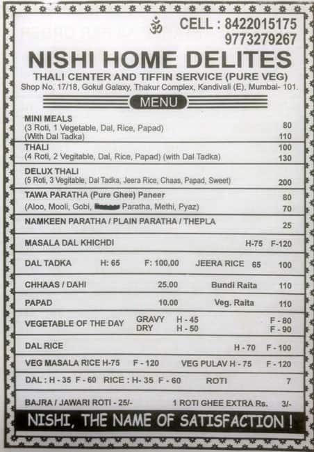 Menu At Nishi Home Delites Mumbai Shop No 2 menu-at-nishi-home-delites-mumbai-shop-no-2