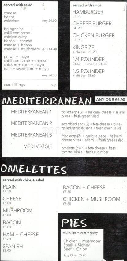 Menu at First Step Cafe, London